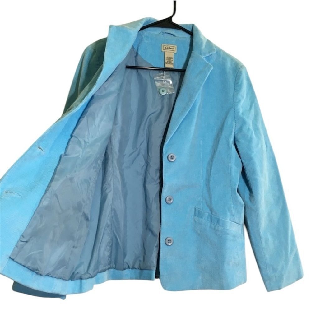 NWOT L.L. Bean Corduroy Blazer Jacket 6 Petite Blue 3 Button Cotton Spandex - Picture 7 of 11